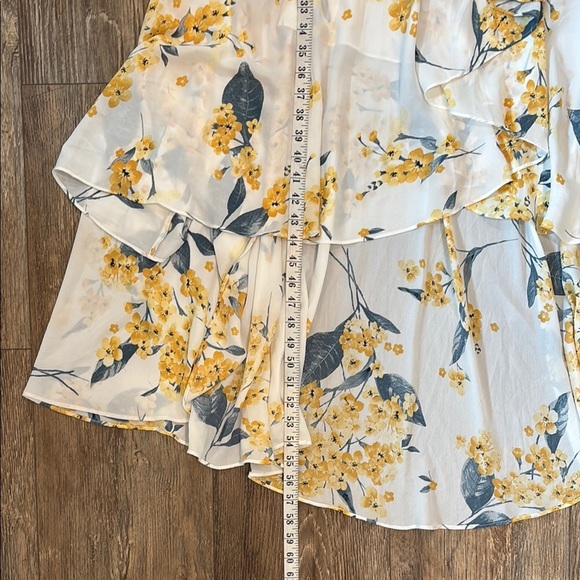 Lulus French Countryside White Yellow Floral Print High-Low Dress Women's Small - Picture 10 of 15